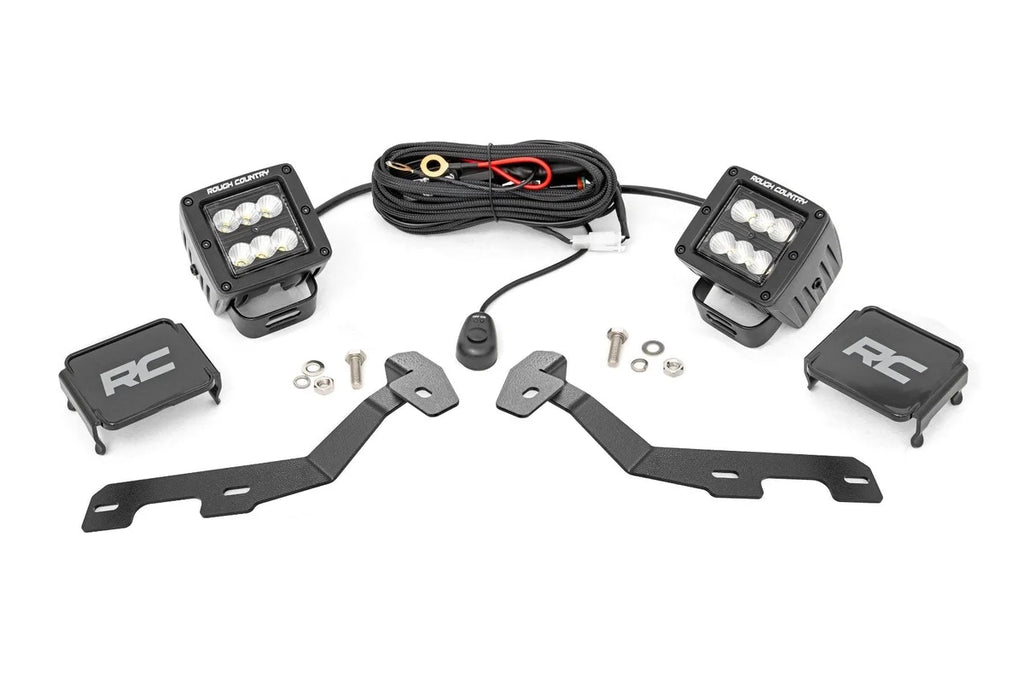 Rough Country LED Light Kit | Ditch Mount | 2" Black Pair | Flood | Ram 1500 2WD/4WD (19-26) - Main Product View