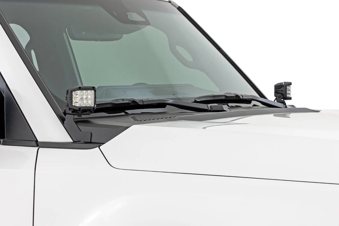 Rough Country LED Light Kit | Ditch Mount | 2" Black Pair | Flood | Toyota Land Cruiser (24-25) - Side View