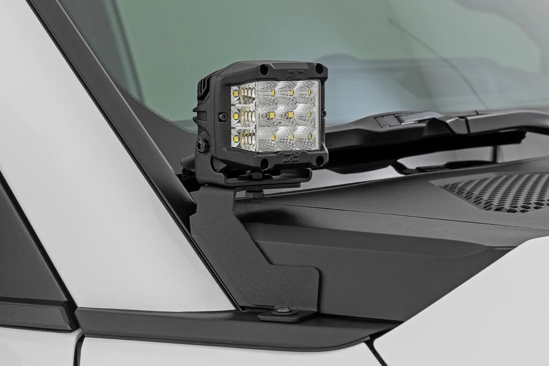 Rough Country LED Light Kit | Ditch Mount | 2" Black Pair | Flood | Toyota Land Cruiser (24-25) - Back View