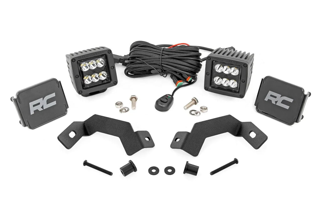 Rough Country LED Light Kit | Ditch Mount | 2" Black Pair | Spot | Toyota Land Cruiser (24-25) - Mounting View