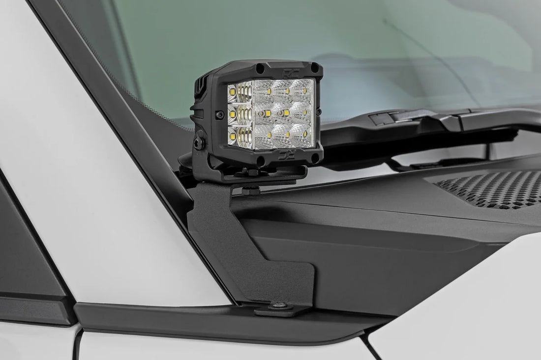 Rough Country LED Light Kit | Ditch Mount | 2" Black Pair | Amber DRL | Toyota Land Cruiser (24-25) - Back View