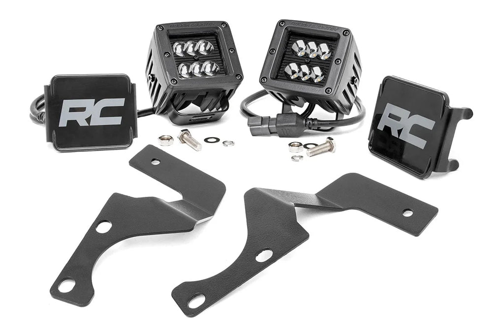Rough Country LED Light Kit | Ditch Mount | 2" Black Spot Pair | Toyota 4Runner (10-24) 70796 - Mounting View