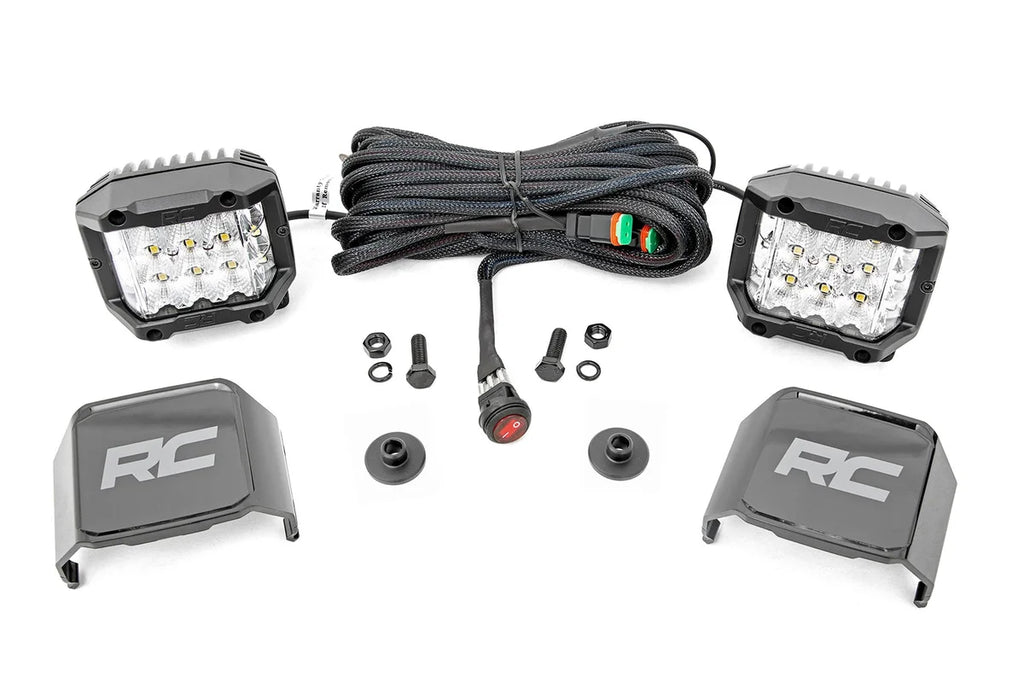 Rough Country LED Light Kit | Ditch Mount |  2" Chrome Pair | Wide | Ford Bronco 4WD (21-24) 71050 - Mounting View