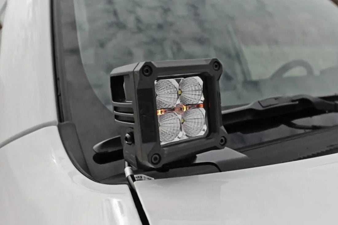 Rough Country LED Light Kit | Ditch Mount | 3" Chrome Wide Angle Pair 70793 - Side View