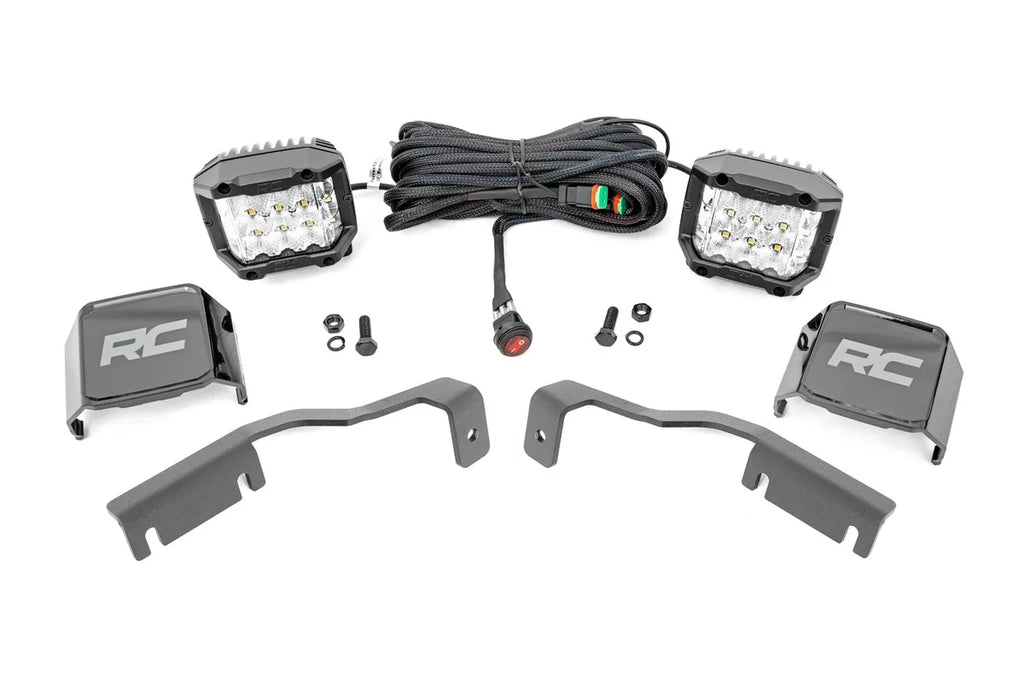 Rough Country LED Light Kit | Ditch Mount |  3" OSRAM | Wide | Nissan Frontier (22-24) 71068 - Front View