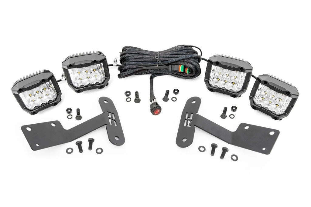 Rough Country LED Light Kit | Ditch Mount | 3" OSRAM | Wide | Toyota Tundra 2WD/4WD (14-21) 70839 - Mounting View