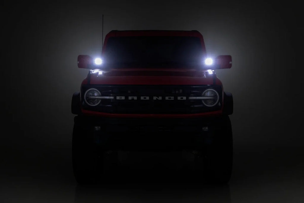 Rough Country LED Light Kit | Ditch Mount | 3.5" Black Round Pair | Amber DRL | Ford Bronco (21-24) 71078 - Additional View 5