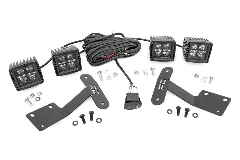 Rough Country LED Light Kit | Ditch Mount | Dual 2" Black Pairs | Amber DRL | Toyota Tundra (14-21) 70838 - Mounting View