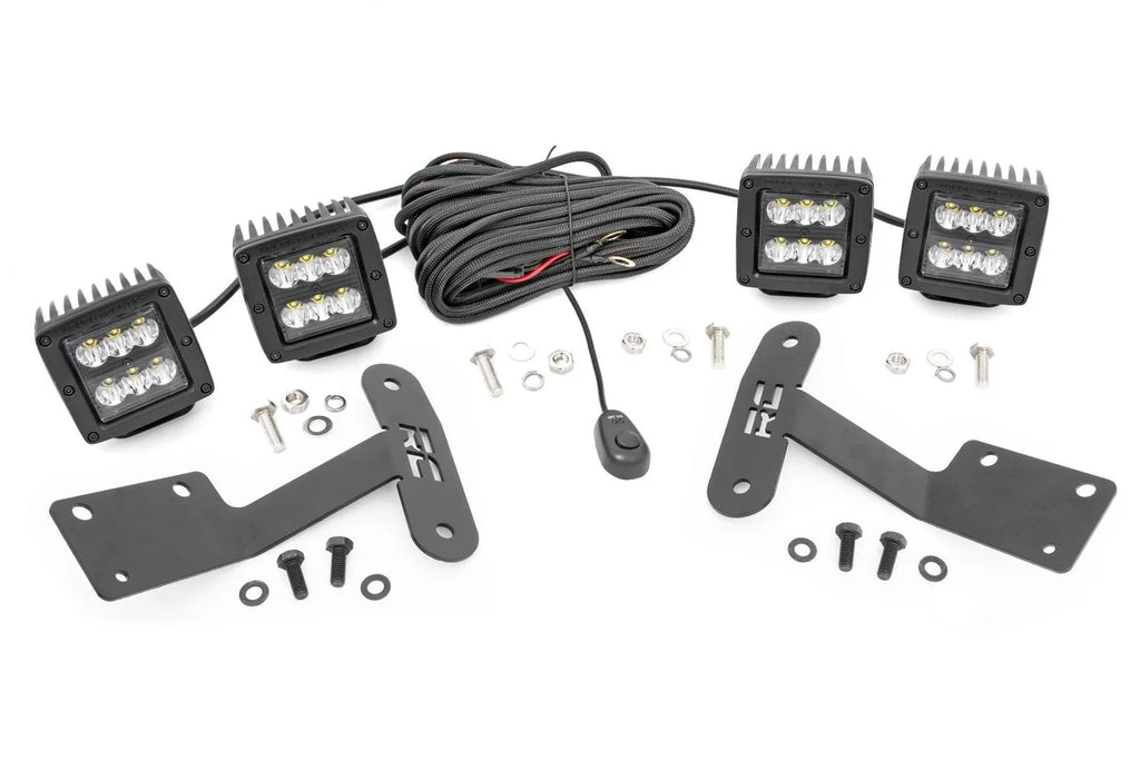 Rough Country LED Light Kit | Ditch Mount | Dual 2" Black Pairs | Spot | Toyota Tundra (14-21) 70835 - Main Product View
