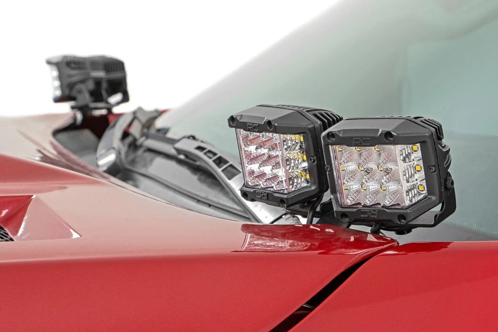 Rough Country LED Light Kit | Ditch Mount | Dual 2" Black Pairs | Spot | Toyota Tundra (14-21) 70835 - Side View