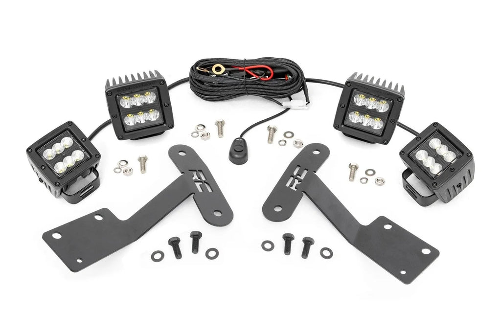 Rough Country LED Light Kit | Ditch Mount | Dual 2" Black Pairs | Spot/Flood | Toyota Tundra (14-21) 70866 - Main Product ...