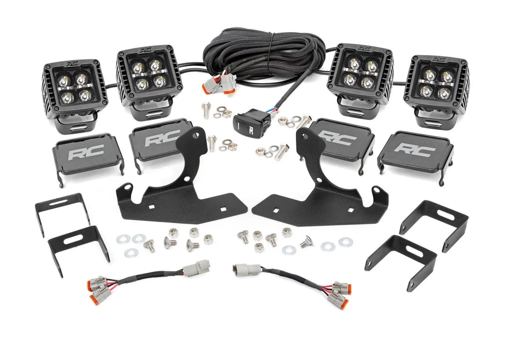 Rough Country LED Light Kit | Fog | 2" Black Pairs x2 | White DRL | Chevy Silverado 1500/2500HD/3500HD 2WD/4WD 70762DRLA - Main Product Vie...