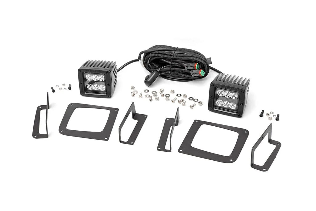 Rough Country LED Light Kit | Fog Mount | 2" Black Pair | GMC Sierra 1500 2WD/4WD (14-15) 70689 - Main Product View