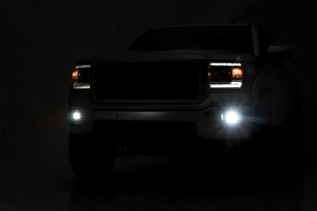 Rough Country LED Light Kit | Fog Mount | 2" Black Pair | GMC Sierra 1500 2WD/4WD (14-15) 70689 - Kit Contents