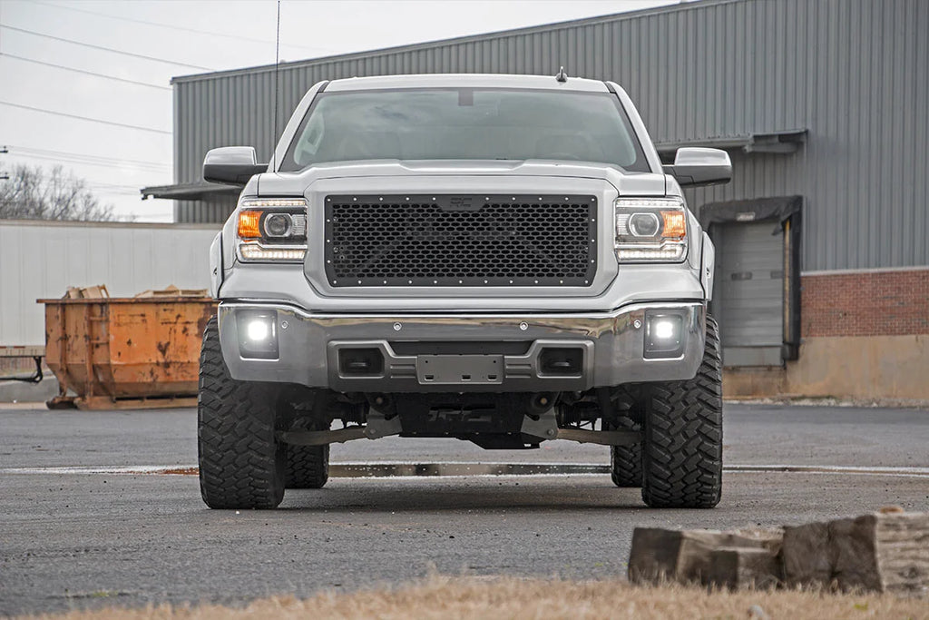 Rough Country LED Light Kit | Fog Mount | 2" Black Pair | GMC Sierra 1500 2WD/4WD (14-15) 70689 - Kit Contents