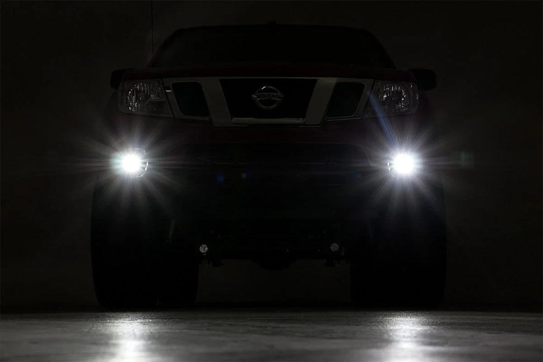 Rough Country LED Light Kit | Fog Mount | 2" Black Pair | Spot | Nissan Frontier (05-20) 71023 - Kit Contents