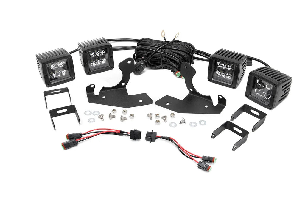Rough Country LED Light Kit | Fog Mount | Dual 2" Black Pairs | Chevy Silverado 1500/2500HD/3500HD 2WD/4WD 70762 - Main Pr...