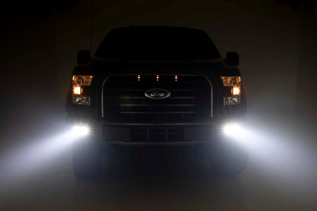 Rough Country LED Light Kit | Fog Mount | Dual 2" Black Pairs | Flood | Ford F-150 (15-17) 70833 - Additional View 5