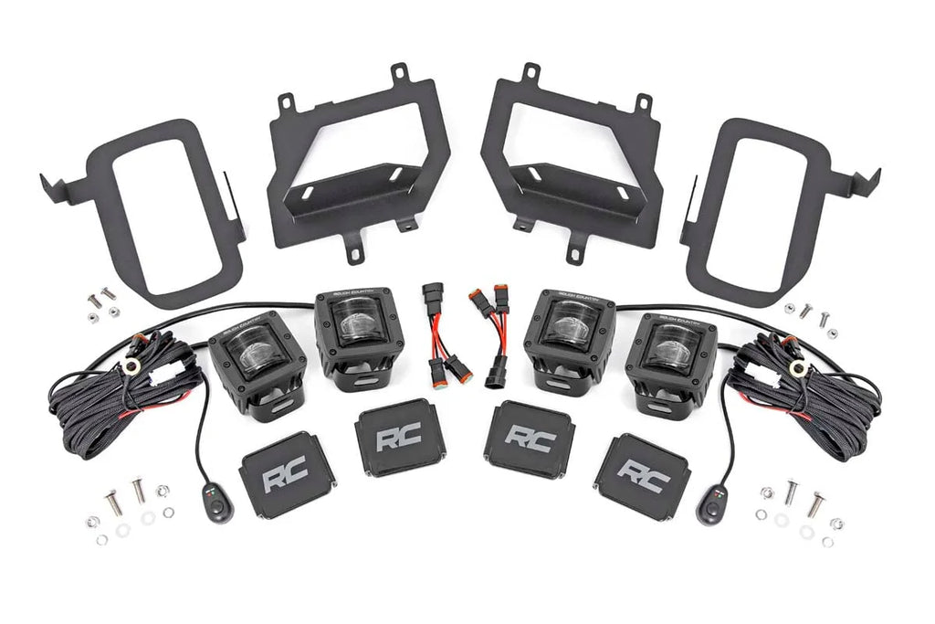 Rough Country LED Light Kit | Fog Mount | Dual 2" Black Pairs | SAE | Ford F-150 (15-17) 70831 - Kit Contents