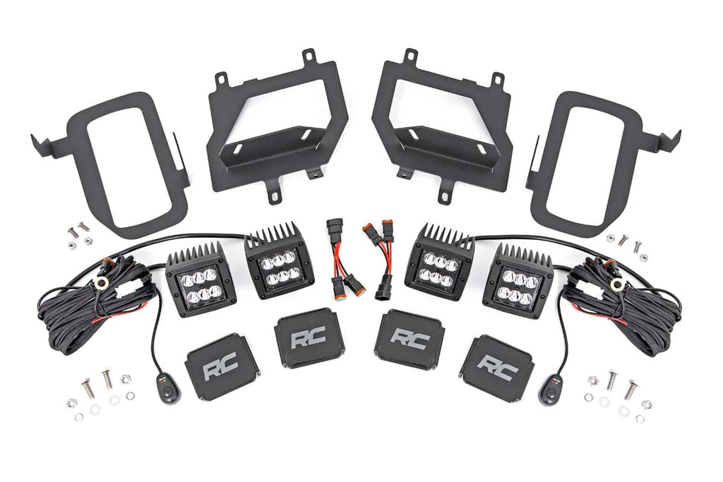 Rough Country LED Light Kit | Fog Mount | Dual 2" Black Pairs | Spot | Ford F-150 (15-17) 70832 - Kit Contents