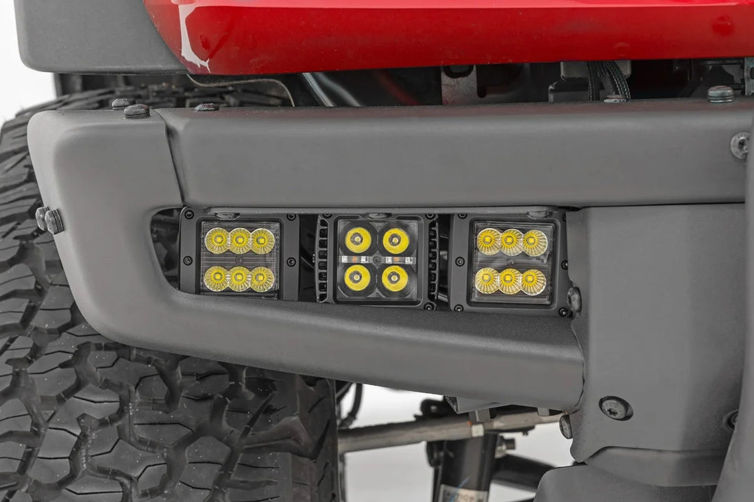 Rough Country LED Light Kit | Fog Mount | Triple 2" Black Pair | Flood | Ford Bronco (21-24) 51086 - Additional View 6