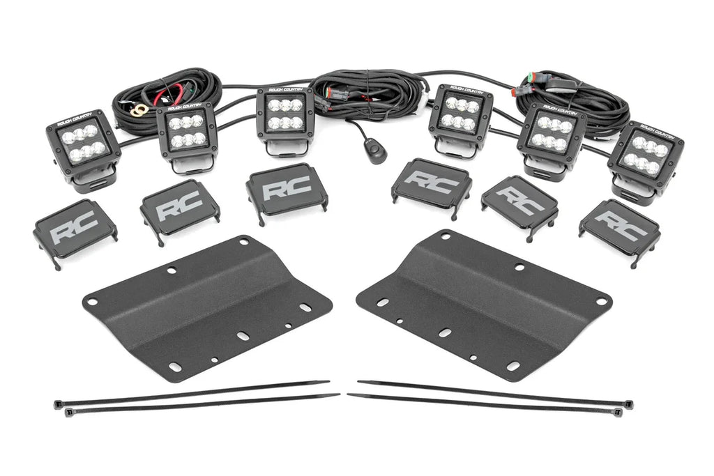 Rough Country LED Light Kit | Fog Mount | Triple 2" Black Pair | Spot | Ford Bronco (21-24) 51085 - Mounting View