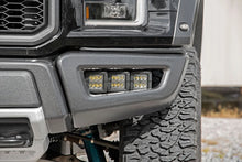 Load image into Gallery viewer, Rough Country LED Light Kit | Fog Mount | Triple 2" Black Pair | White DRL | Ford Raptor (17-20) 70700DRL - Installation View