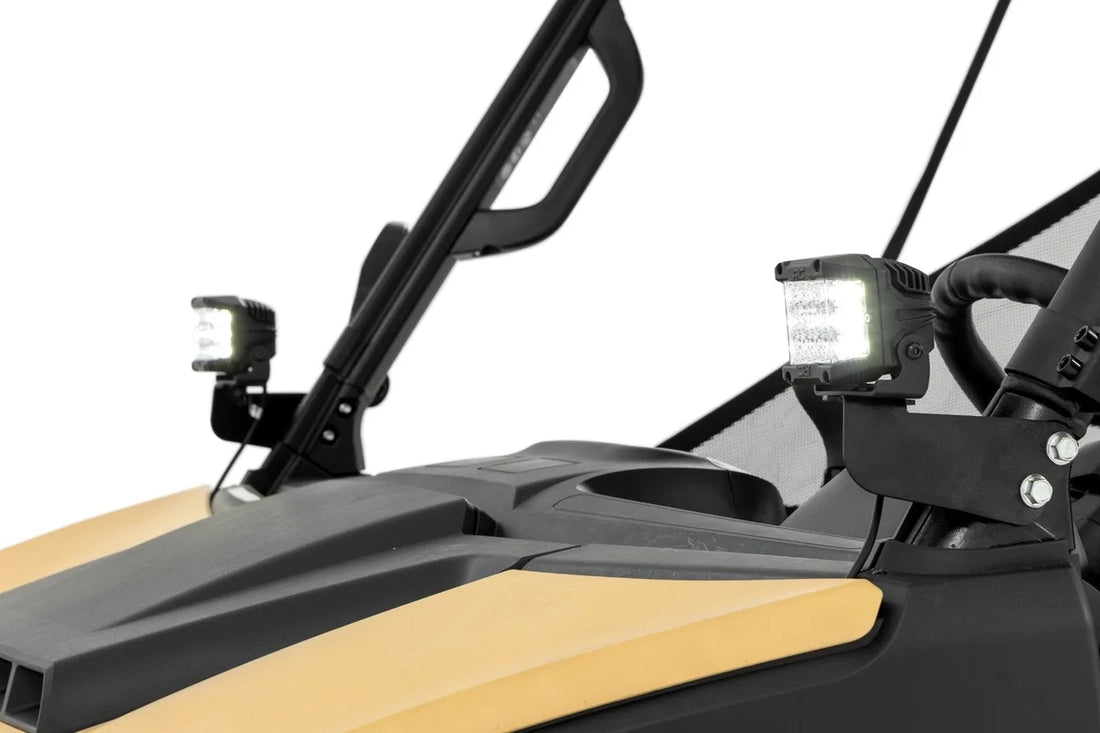 Rough Country LED Light Kit | Front Mount | 2" Black Pair | Amber DRL | Segway 570 F 93219 - Back View
