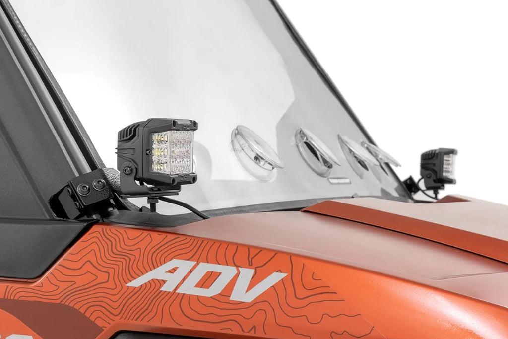 Rough Country LED Light Kit | Front Mount | 2" Black Pair | Polaris XPEDITION ADV 5 - Side View