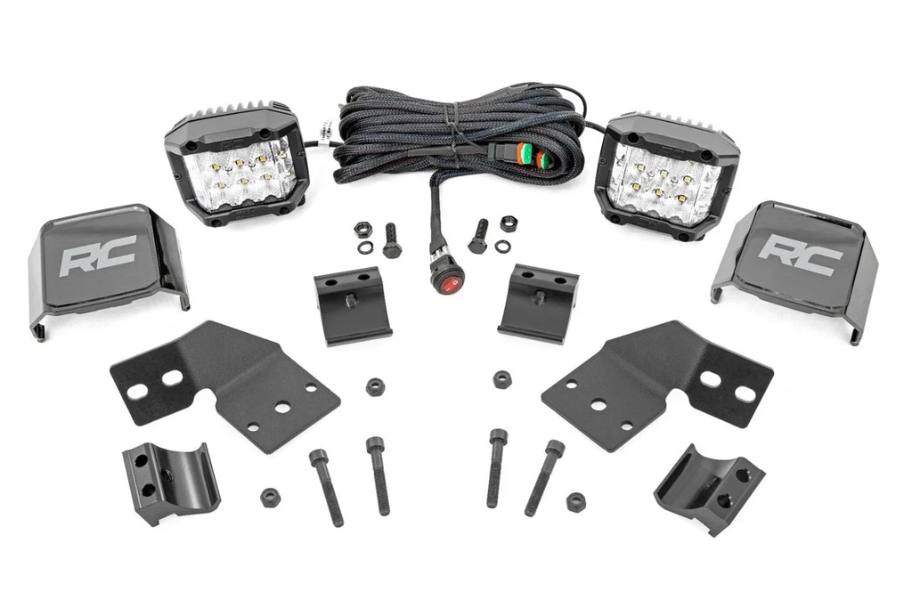 Rough Country LED Light Kit | Front Mount | 3" Chrome Pair | Wide Angle | Polaris XPEDITION ADV 5 - Front View