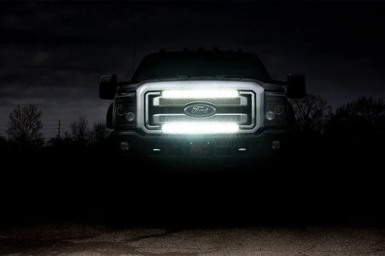 Rough Country LED Light Kit | Grill Mount | 30" Black Single Row Pair | Ford F-250/F-350 Super Duty (11-16) 70771 - Right ...