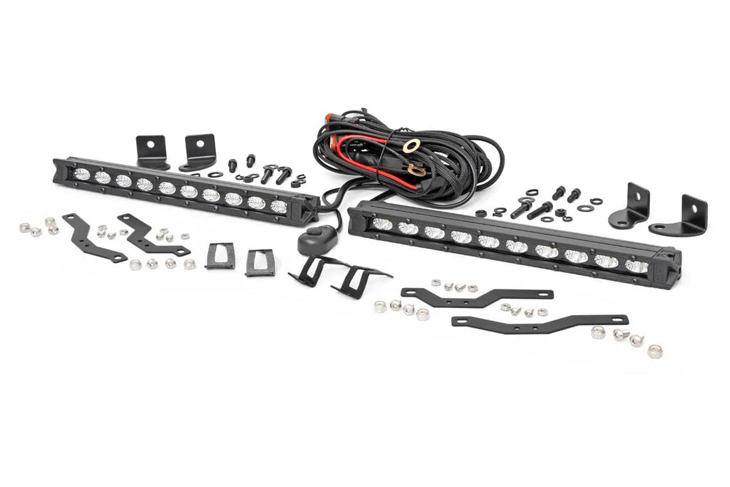 Rough Country LED Light Kit | Grille Mount | 10" Black Slimline Pair | Ford F-150 (18-20) 70808 - Main Product View