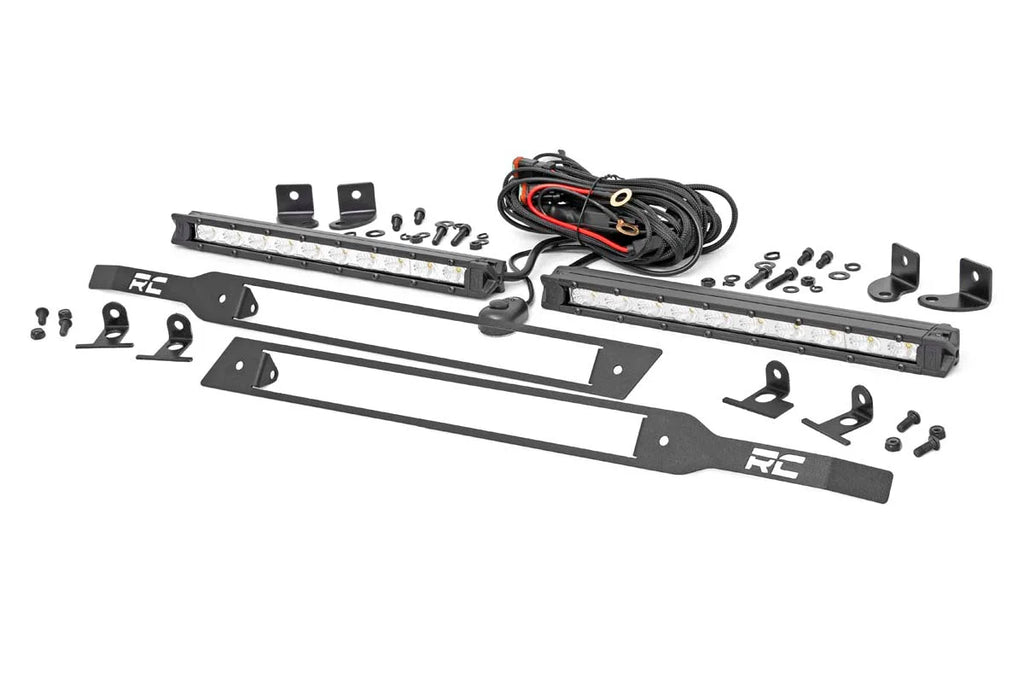 Rough Country LED Light Kit | Grille Mount | 10" Chrome Slimline Pair | Chevy Silverado 1500 (19-22) 70818 - Kit Contents