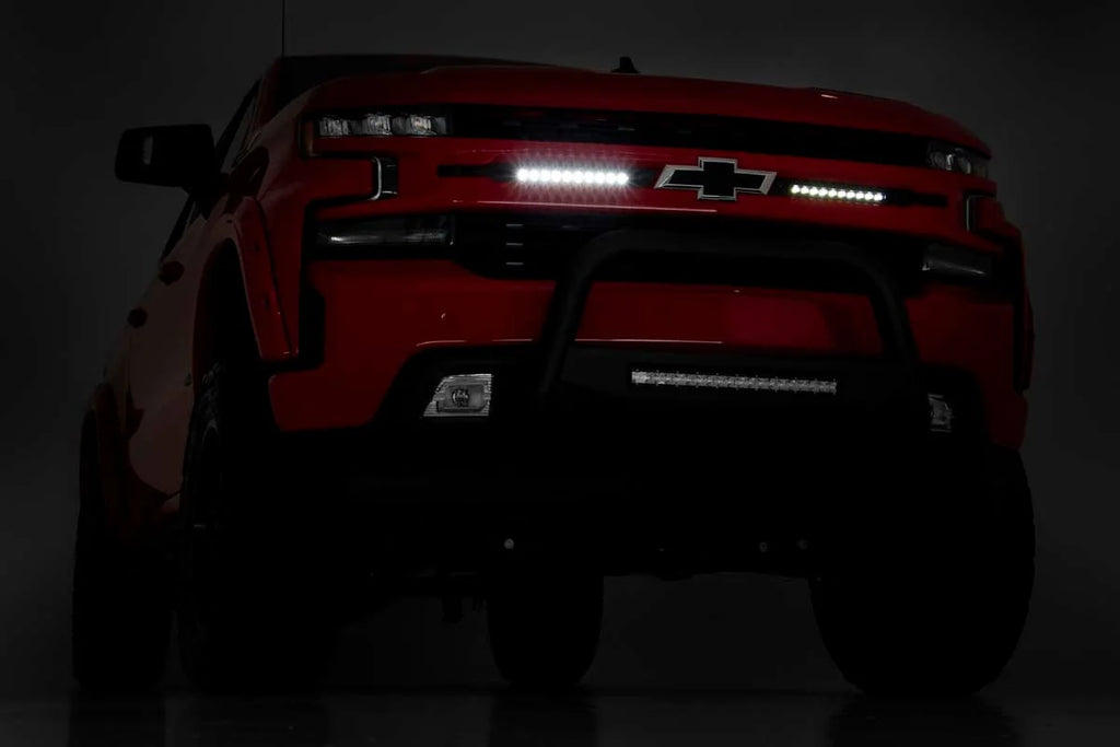 Rough Country LED Light Kit | Grille Mount | 10" Chrome Slimline Pair | Chevy Silverado 1500 (19-22) 70818 - Additional Vi...