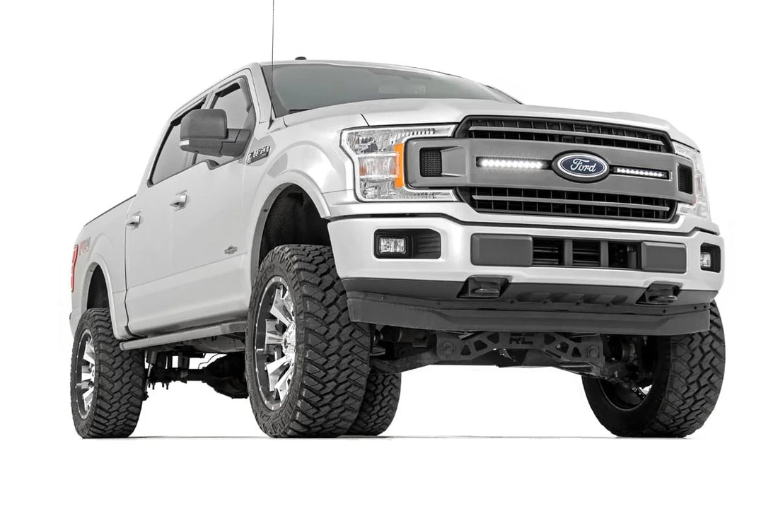 Rough Country LED Light Kit | Grille Mount | 10" Chrome Slimline Pair | Ford F-150 (18-20) 70809 - Back View