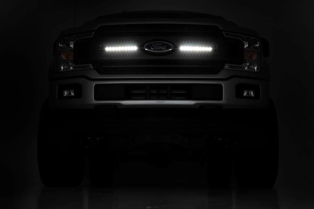 Rough Country LED Light Kit | Grille Mount | 10" Chrome Slimline Pair | Ford F-150 (18-20) 70809 - Additional View 6