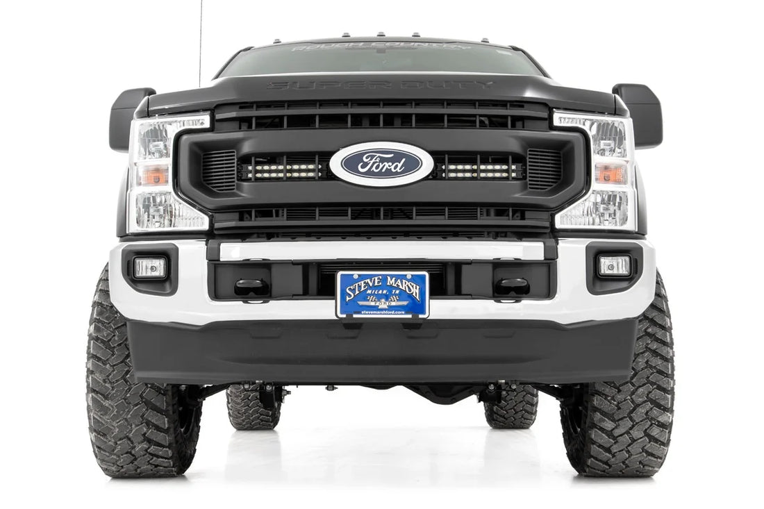 Rough Country LED Light Kit | Grille Mount | 10 Inch Black | Slimline | Ford F-250 Super Duty (20-22) 70898 - Side View