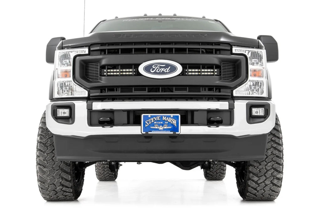 Rough Country LED Light Kit | Grille Mount | 10 Inch Black | Slimline | Ford F-250 Super Duty (20-22) 70898 - Side View
