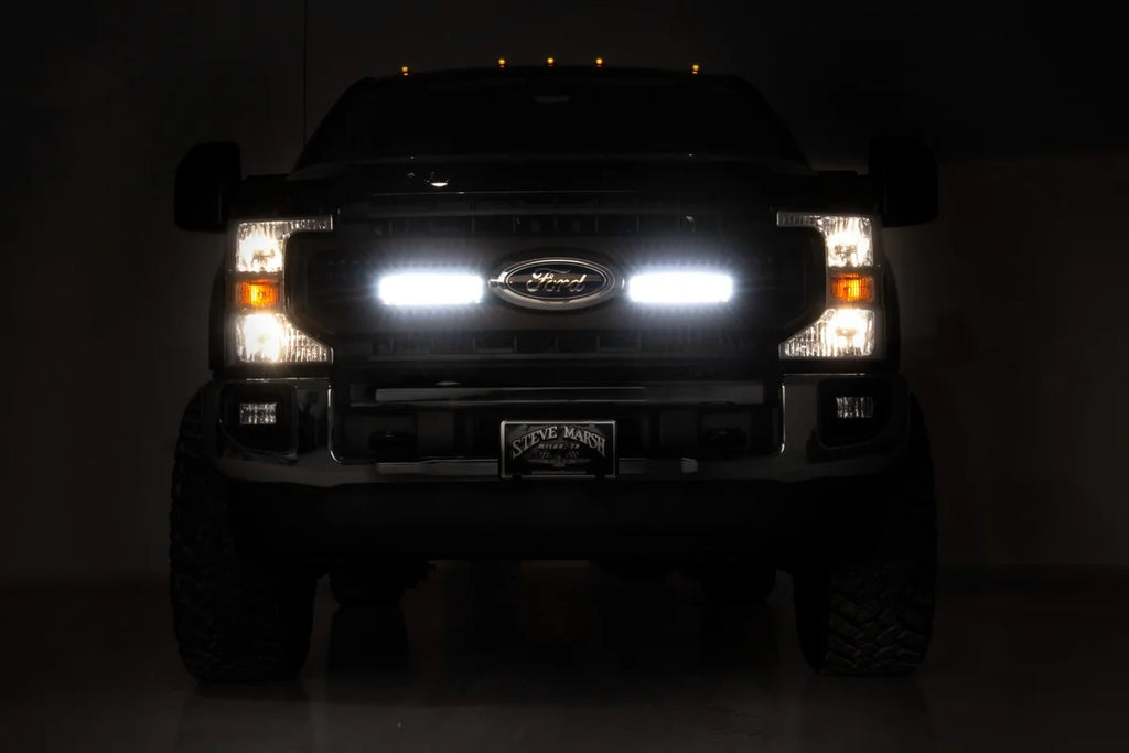 Rough Country LED Light Kit | Grille Mount | 10 Inch Black | Slimline | Ford F-250 Super Duty (20-22) 70898 - Back View