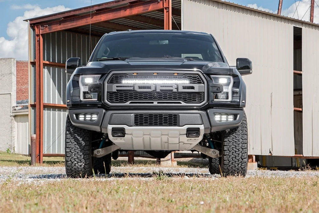 Rough Country LED Light Kit | Grille Mount | 30" Black Single Row | Ford Raptor 4WD (17-20) 70702 - Kit Contents