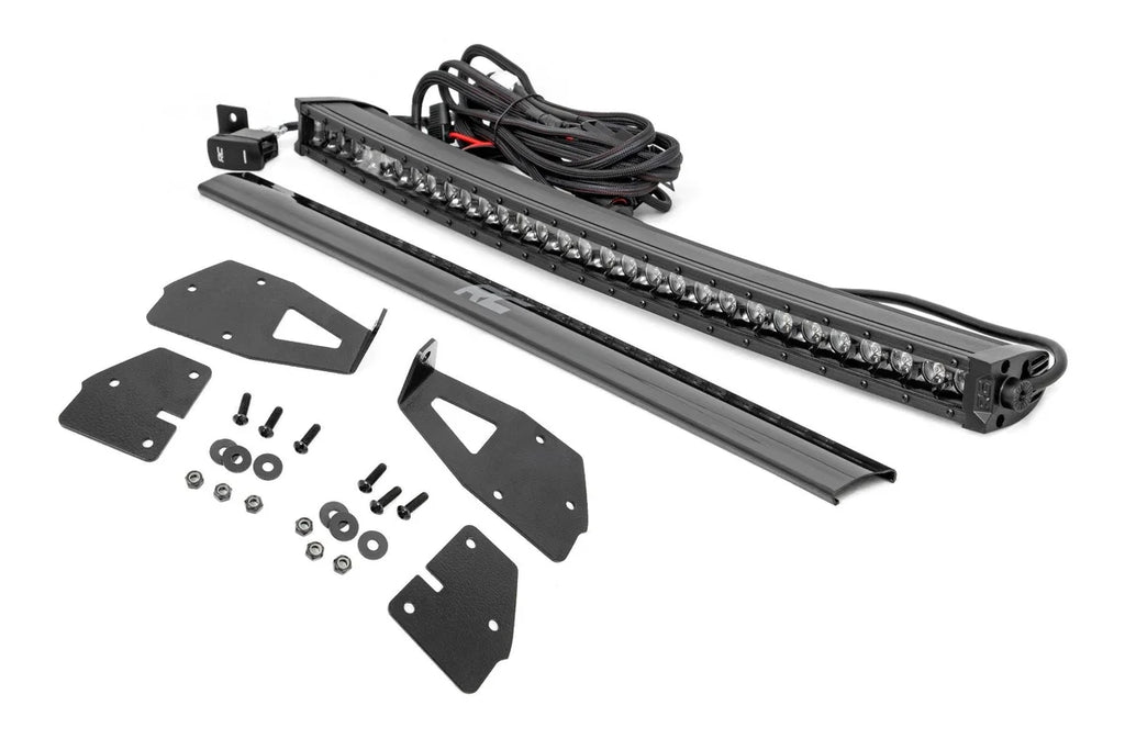 Rough Country LED Light Kit | Grille Mount | 30" Black Single Row | White DRL | Ford Raptor (17-20) 70701BLDRL - Main Prod...