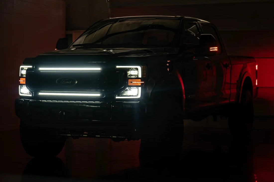 Rough Country LED Light Kit | Grille Mount | 30 Inch DRL | Ford F-250/F-350 Super Duty (17-22) - Installation View