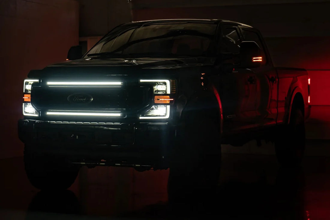 Rough Country LED Light Kit | Grille Mount | 30 Inch DRL | Ford F-250/F-350 Super Duty (17-22) 70990A - Installation View