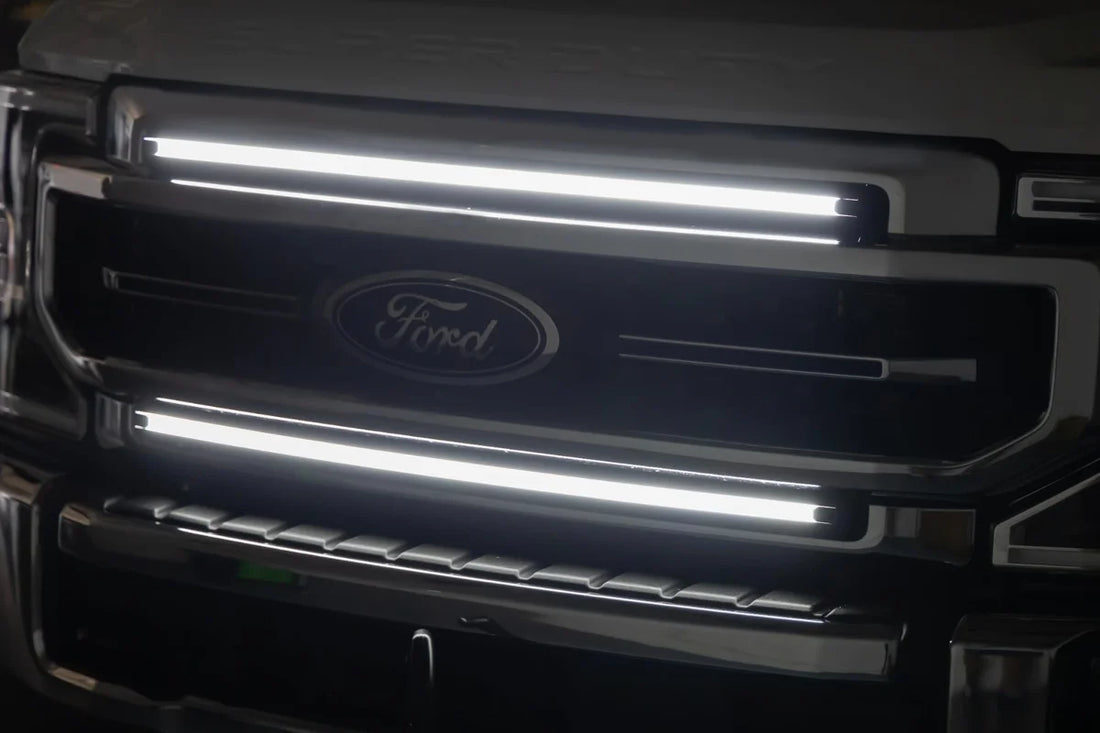 Rough Country LED Light Kit | Grille Mount | 30 Inch DRL | Ford F-250/F-350 Super Duty (17-22) 70990A - Installation View