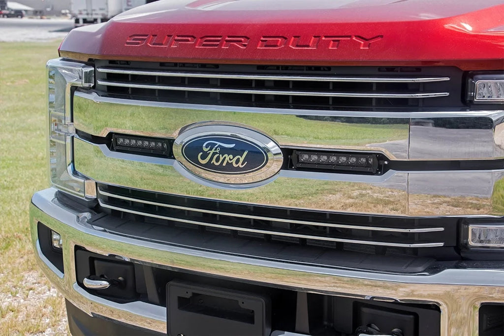 Rough Country LED Light Kit | Grille Mount | 8" Black Pair | Ford F-250 Super Duty (17-19) 70697 - Installation View