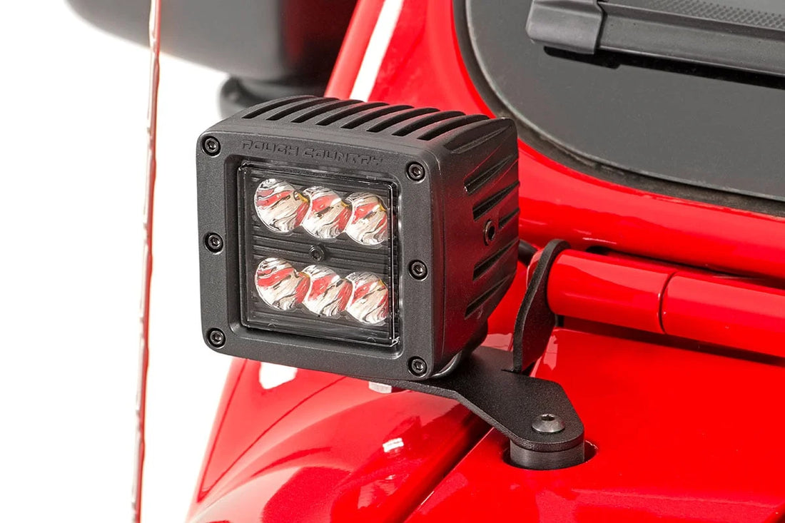 Rough Country LED Light Kit | Hinge Mount | 2" Black Pair | White DRL | Jeep Gladiator JT/Wrangler JL (18-24) 70052DRL - I...