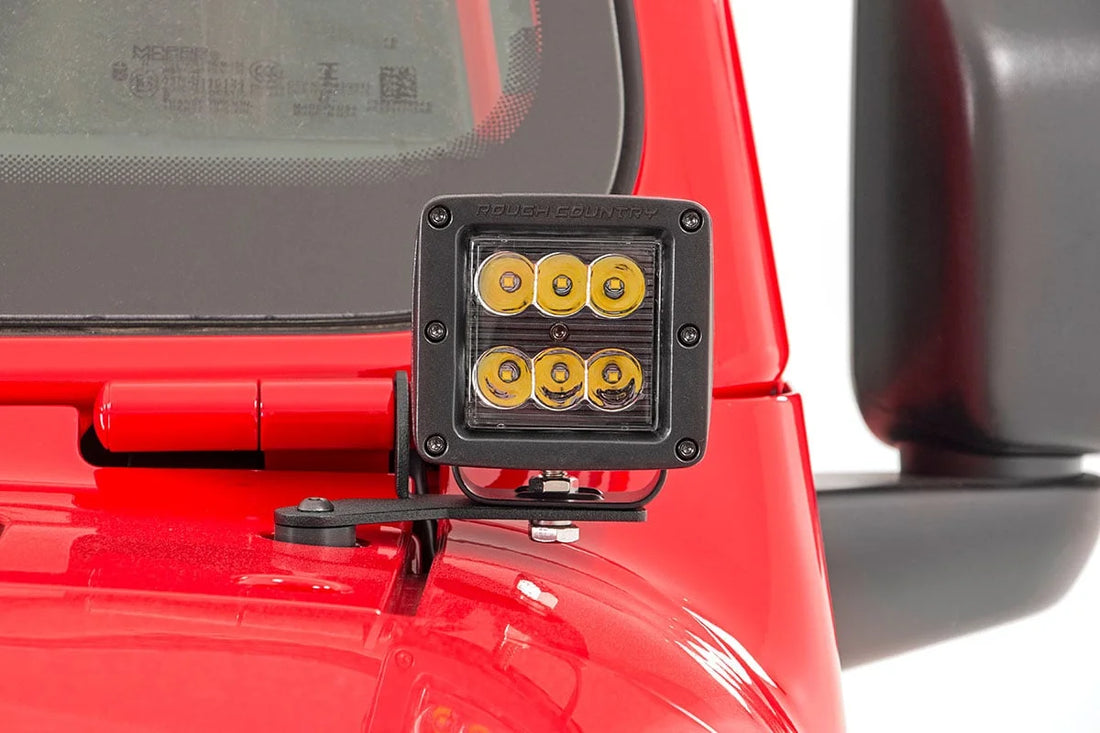 Rough Country LED Light Kit | Hinge Mount | 2" Black Pair | White DRL | Jeep Gladiator JT/Wrangler JL (18-24) 70052DRL - I...