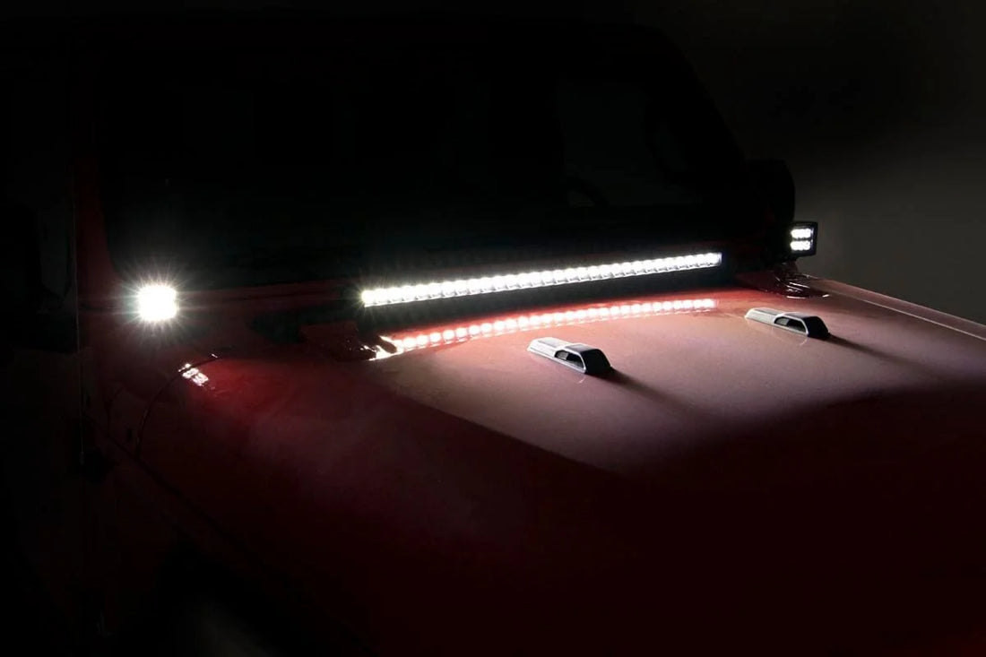 Rough Country LED Light Kit | Hinge Mount | 2" Black Pair | White DRL | Jeep Gladiator JT/Wrangler JL (18-24) 70052DRL - I...