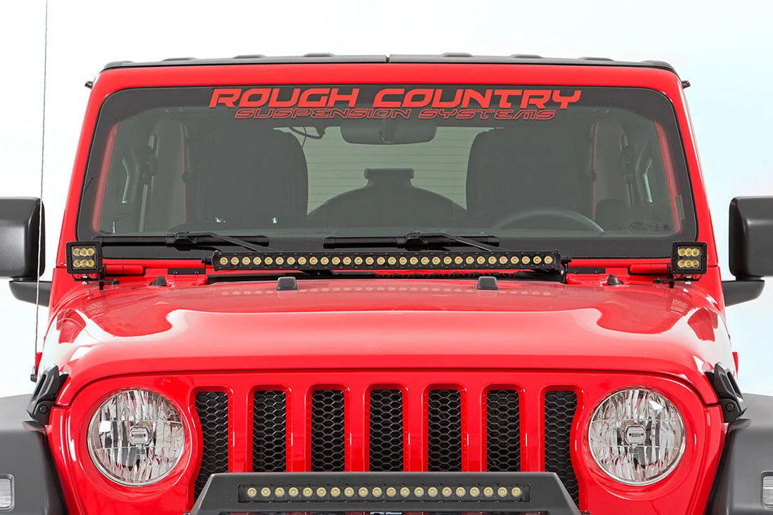 Rough Country LED Light Kit | Hinge Mount | 2" Black Pair | White DRL | Jeep Gladiator JT/Wrangler JL (18-24) 70052DRL - I...