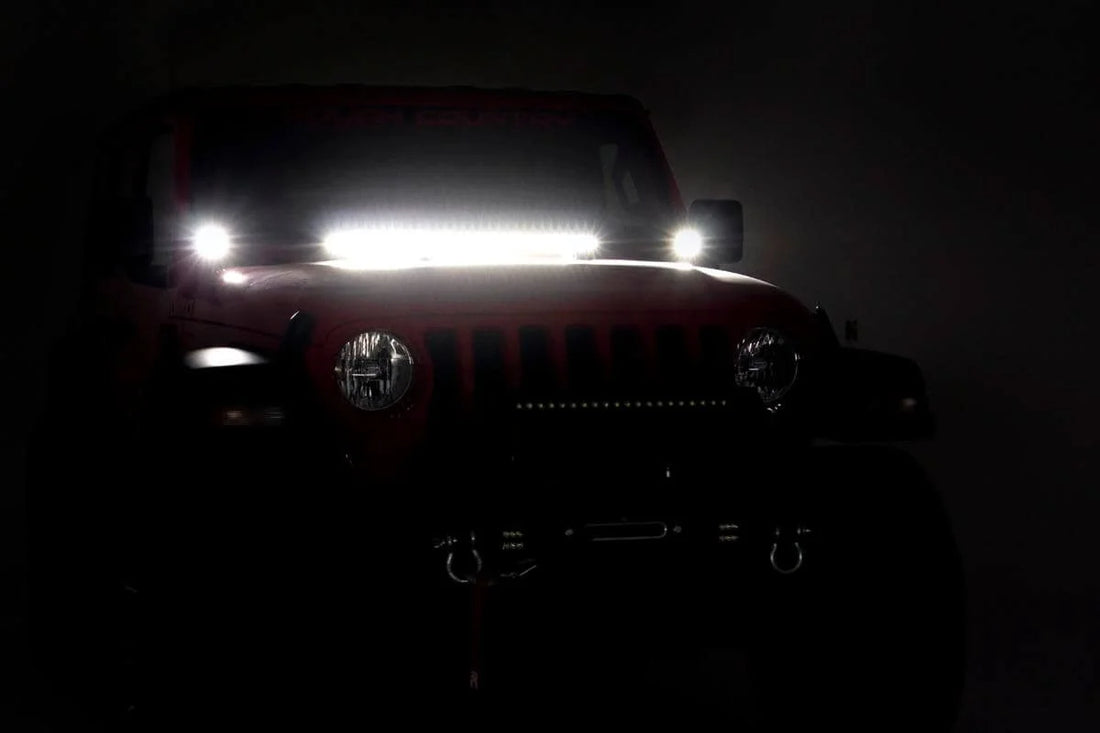 Rough Country LED Light Kit | Hinge Mount | 2" Black Pair | White DRL | Jeep Gladiator JT/Wrangler JL (18-24) 70052DRL - A...